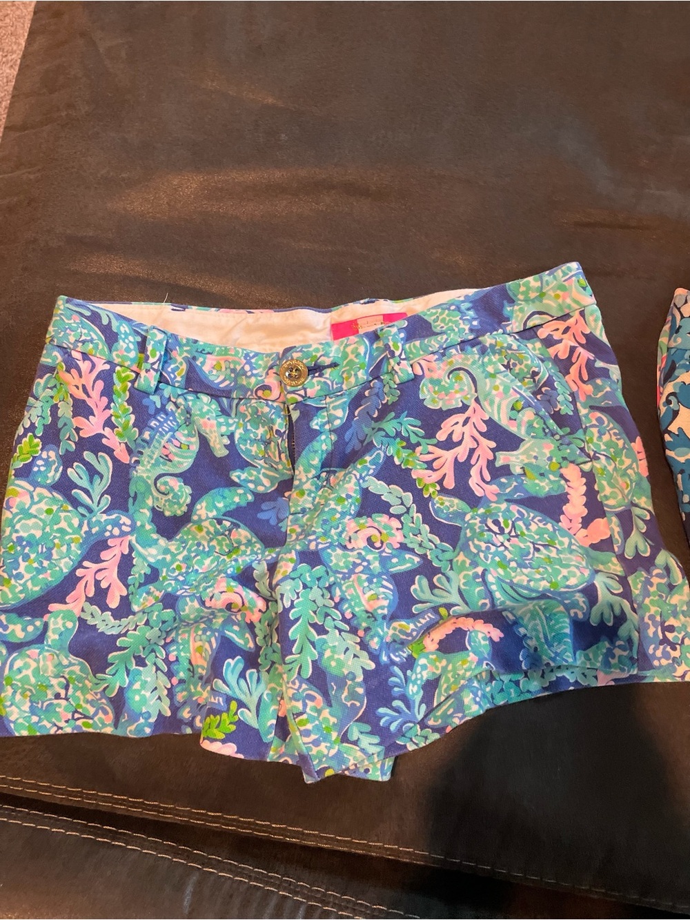 Lilly Pulitzer Blue Seafoam Coral-Print Jean Shorts